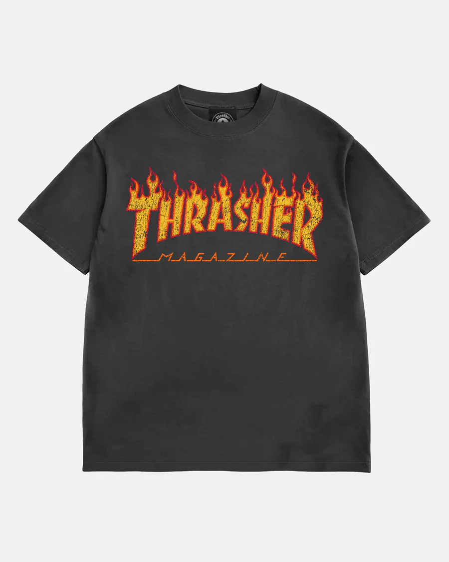 FLAME VINTAGE - T-SHIRT - BLACK
