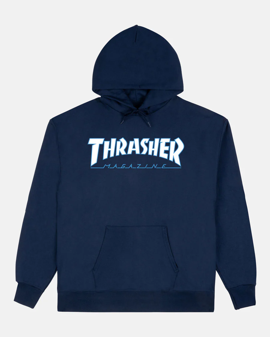 OUTLINED LT BLUE/ WHITE HOODIE - NAVY