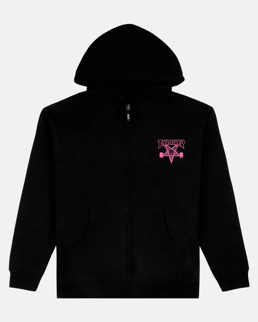 SKATEGOAT - ZIP HOODIE - BLACK/PINK